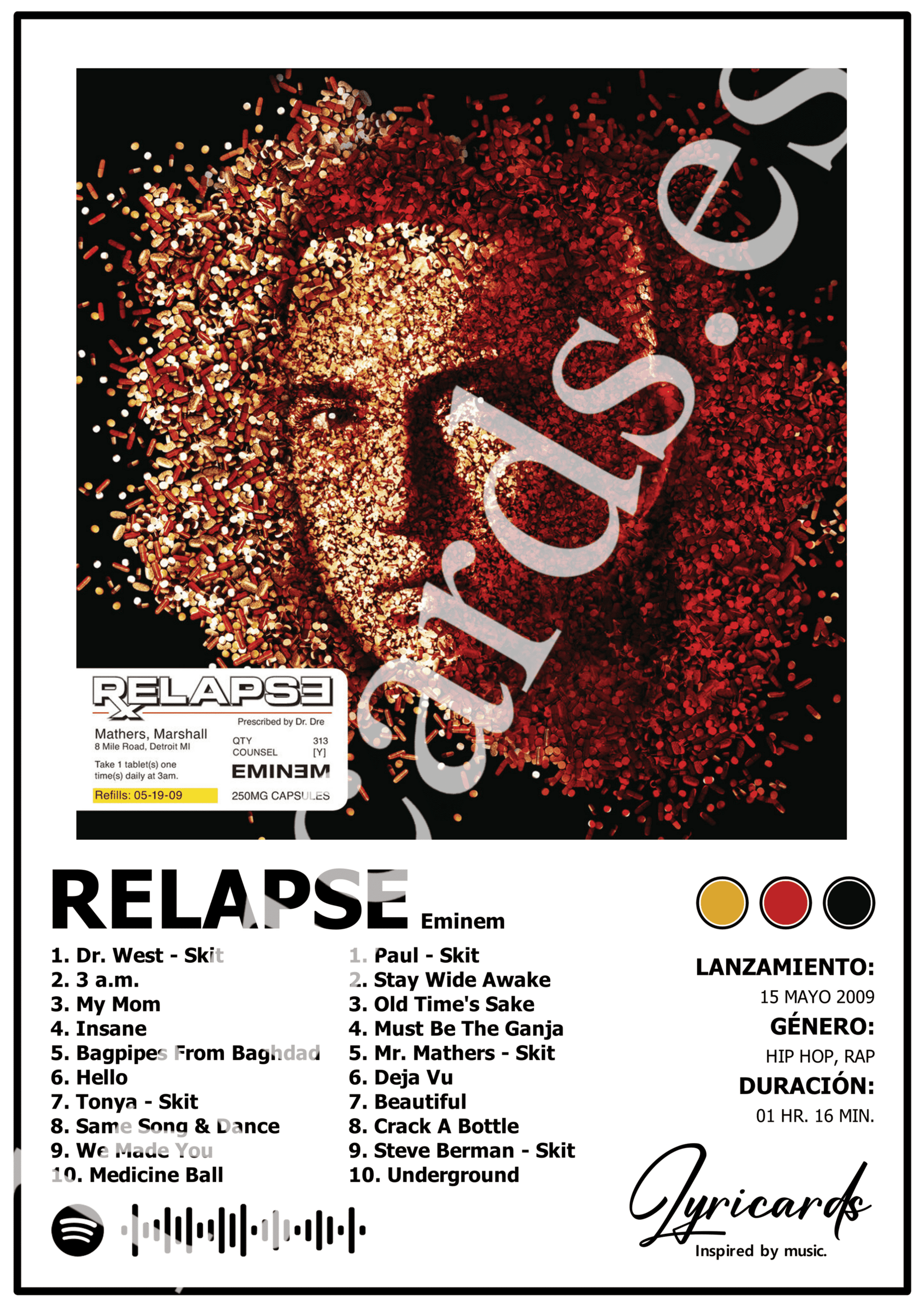 Lámina A4 - Relapse - Eminem - 2