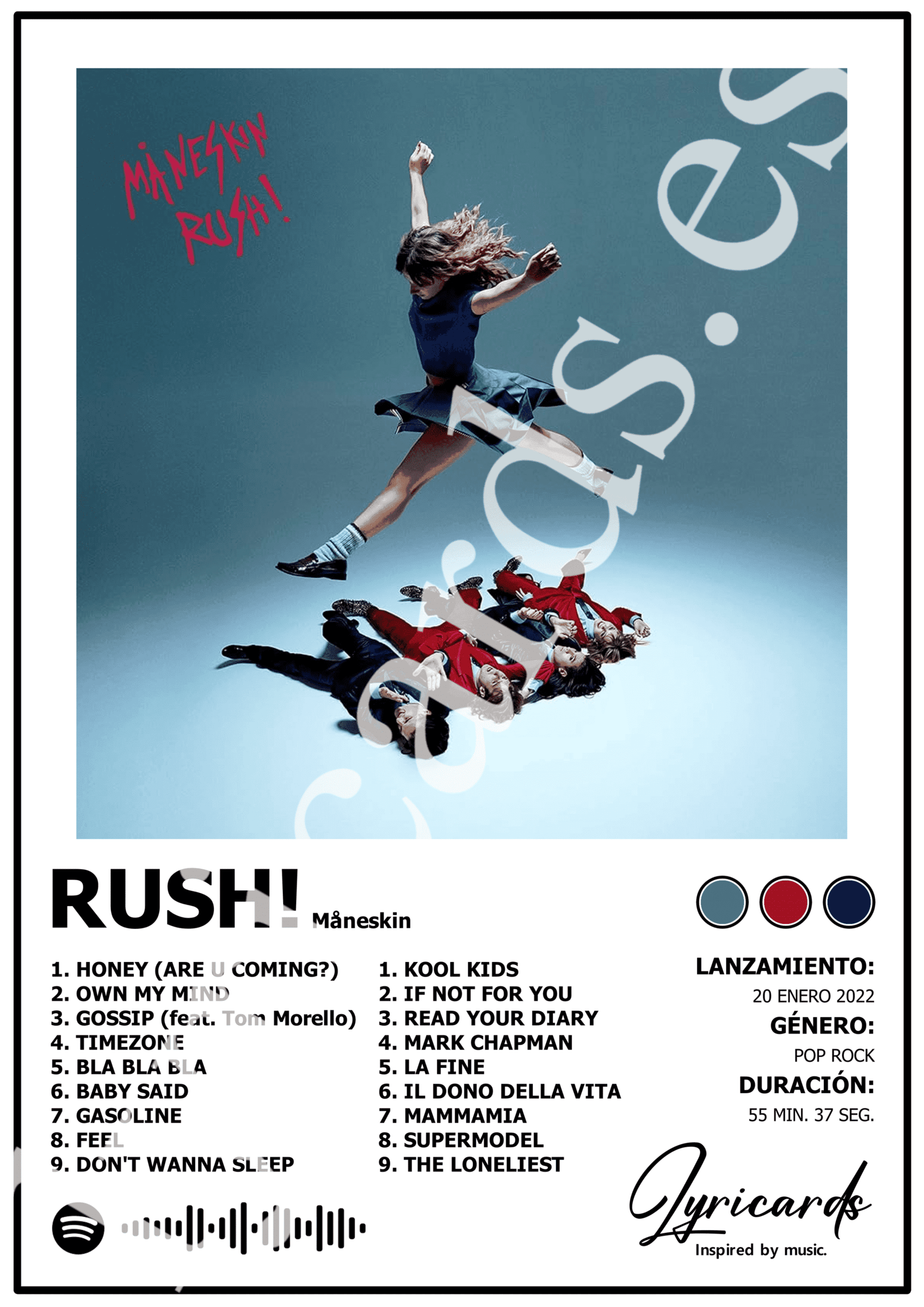 Lámina A4 - RUSH! - Måneskin - 2
