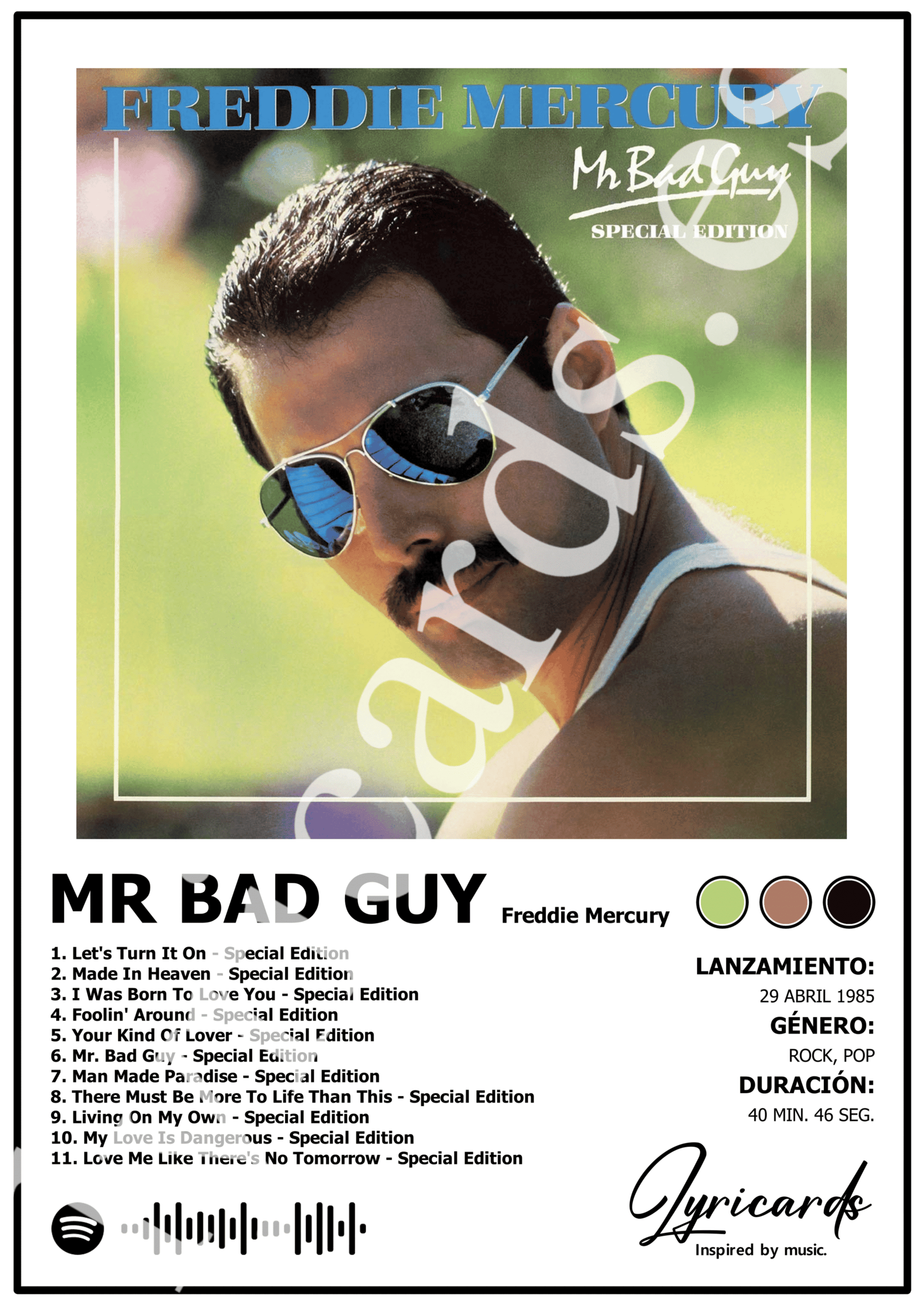 Lámina A4 - Mr. Bad Guy - Freddie Mercury - 2
