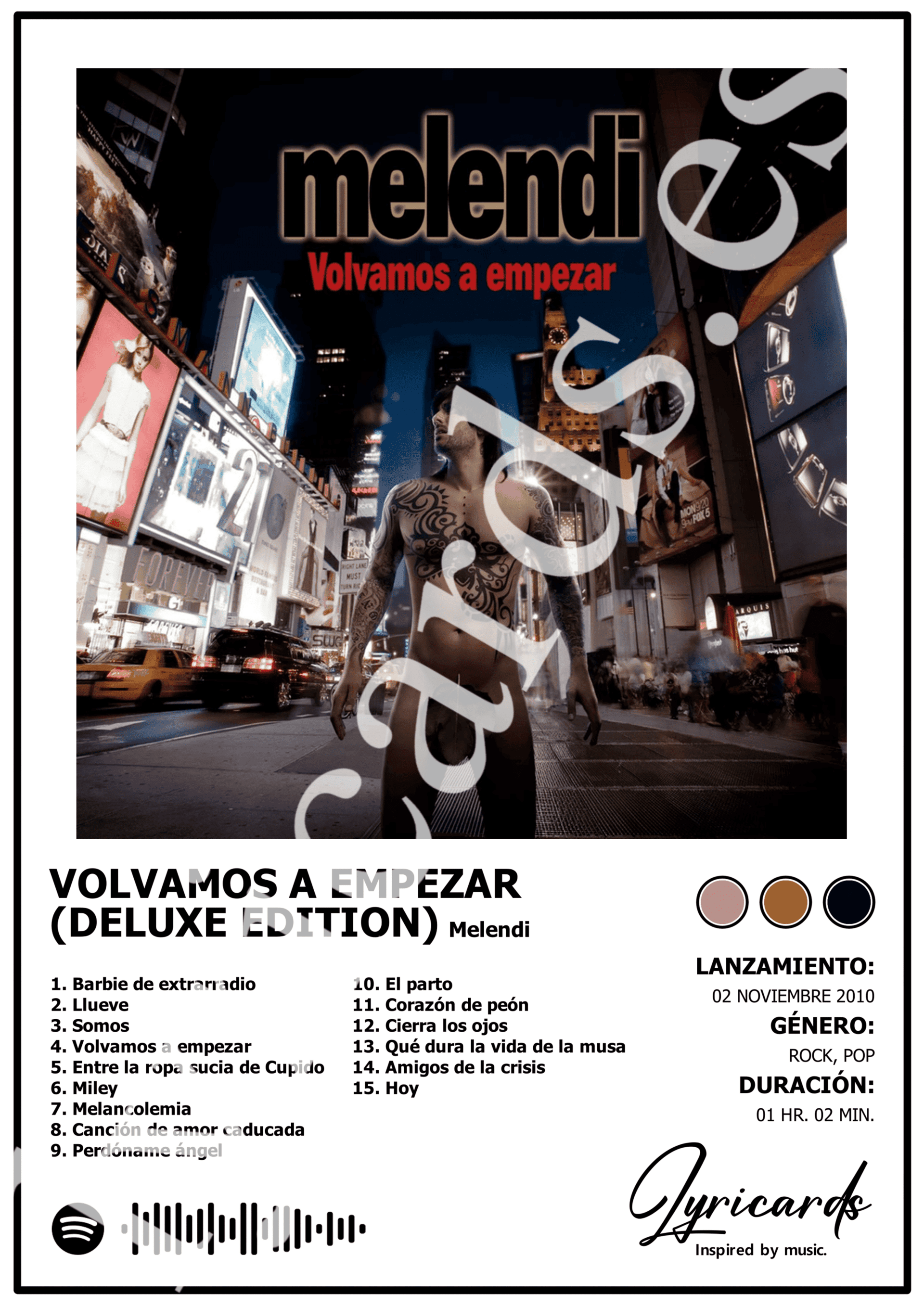 Lámina A4 - Volvamos a Empezar (Deluxe Edition) - Melendi - 2