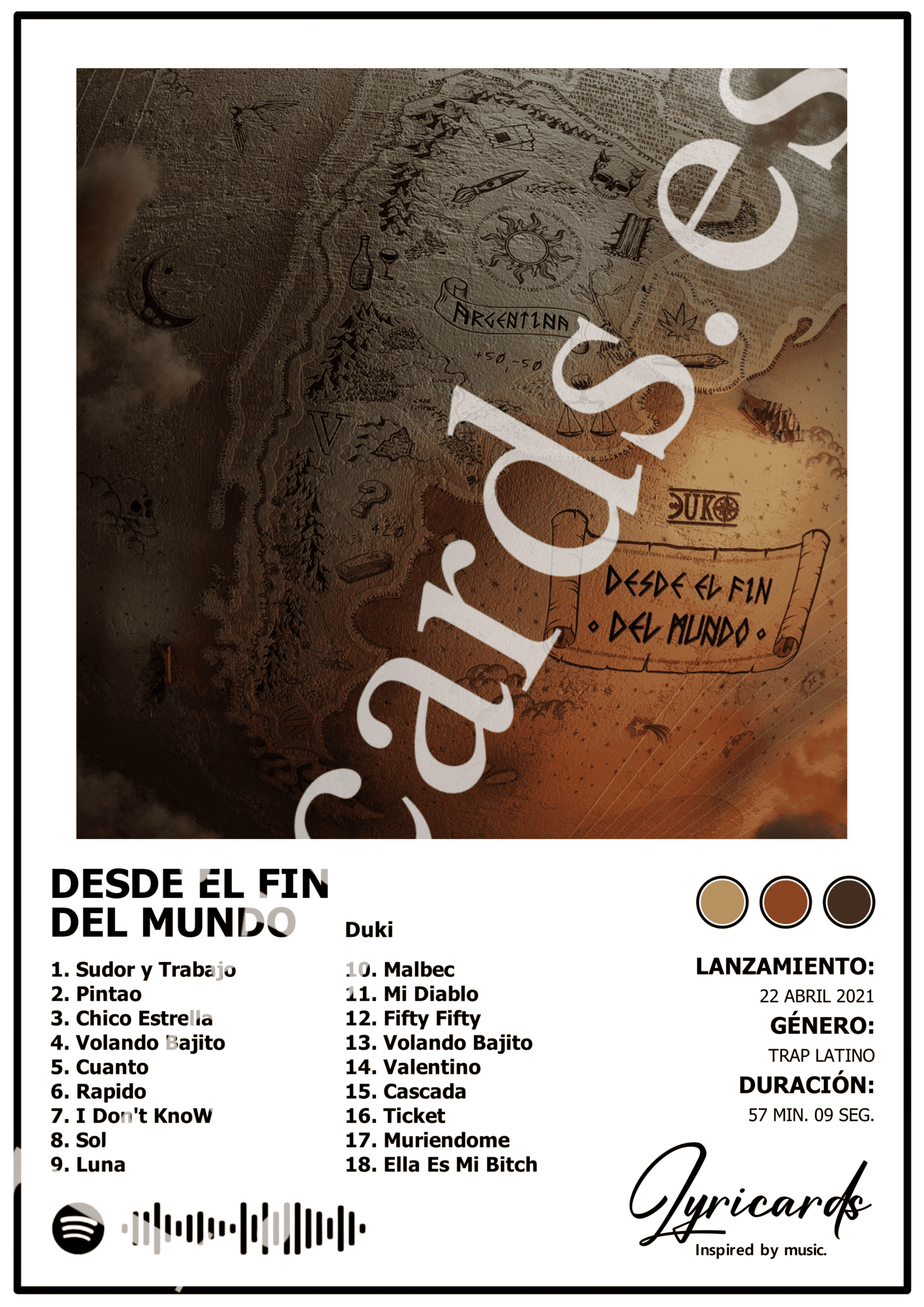 Lámina A4 - Desde el Fin del Mundo - Duki - 2