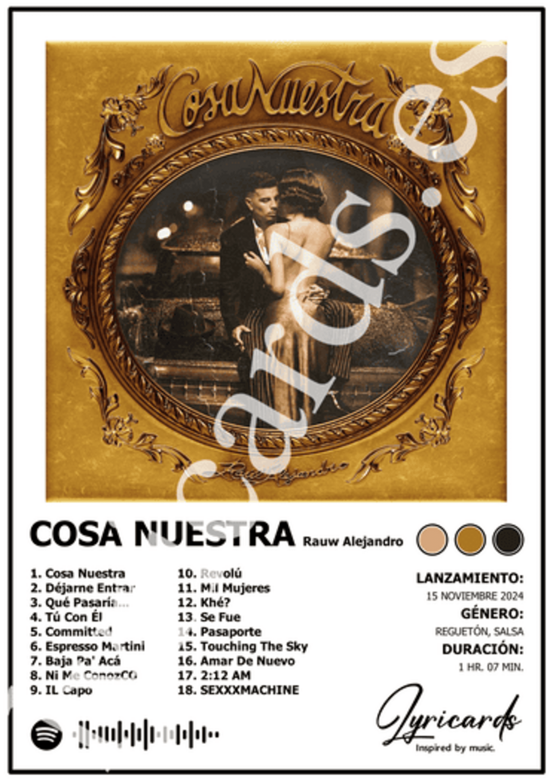 Lámina A4 - Cosa Nuestra - Rauw Alejandro - 2