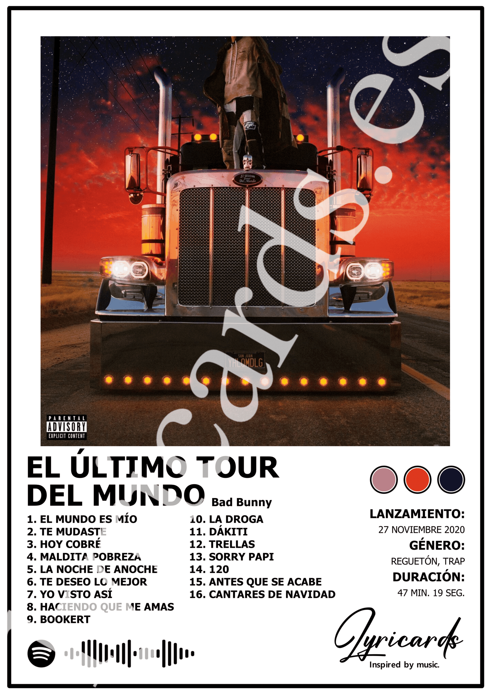 Lámina A4 - El Último Tour del Mundo - Bad Bunny - 2