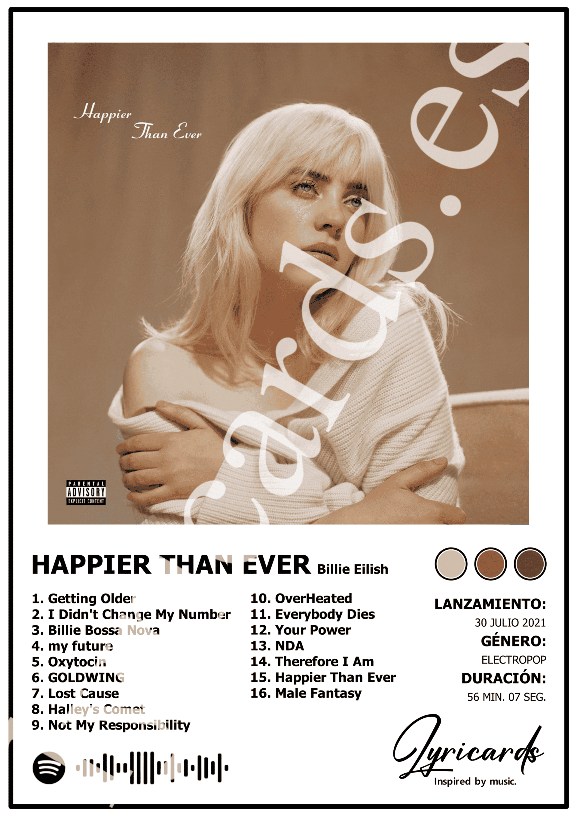 Lámina A4 - Happier Than Ever - Billie Eilish - 2