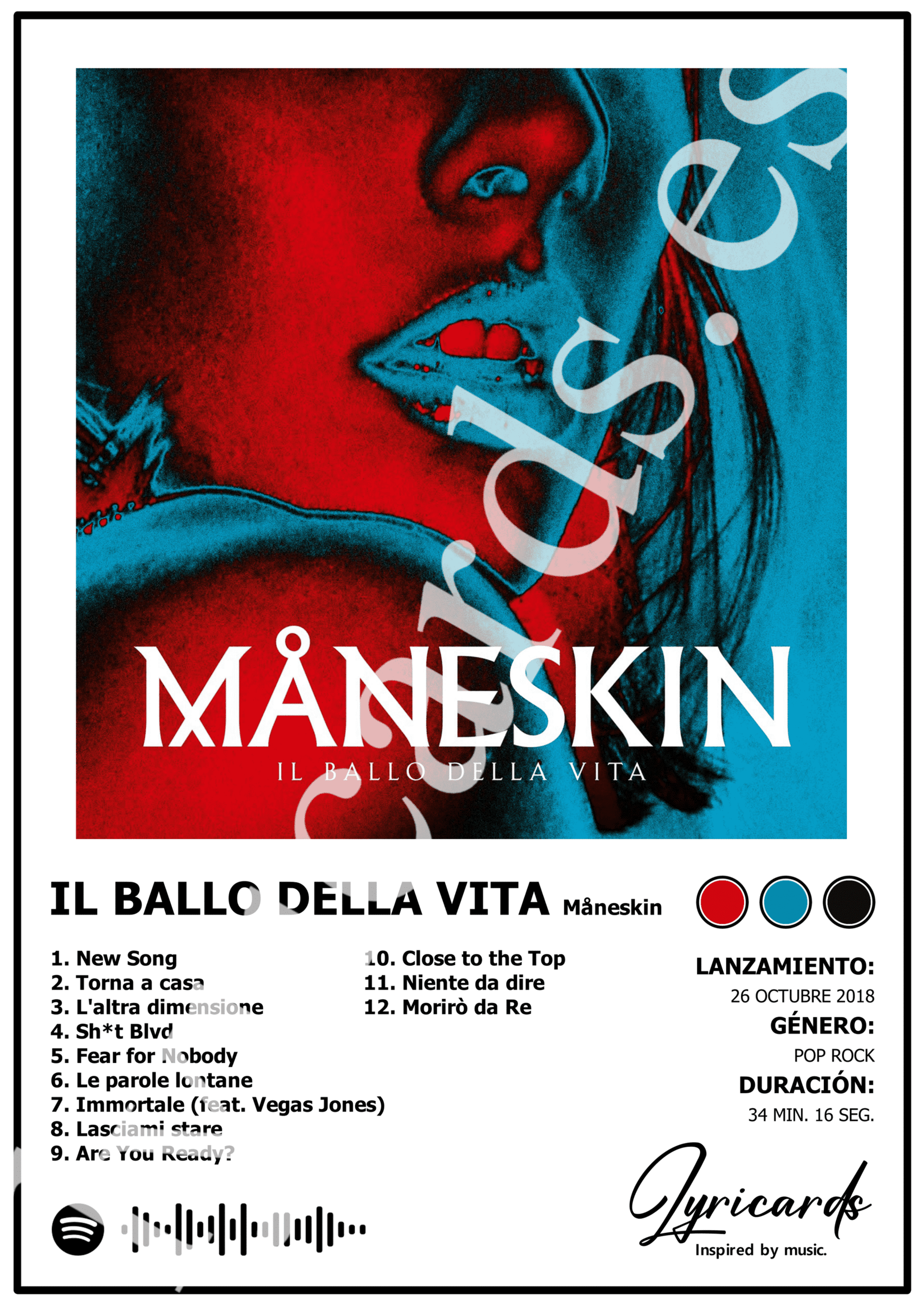 Lámina A4 - Il Ballo della Vita - Måneskin - 2