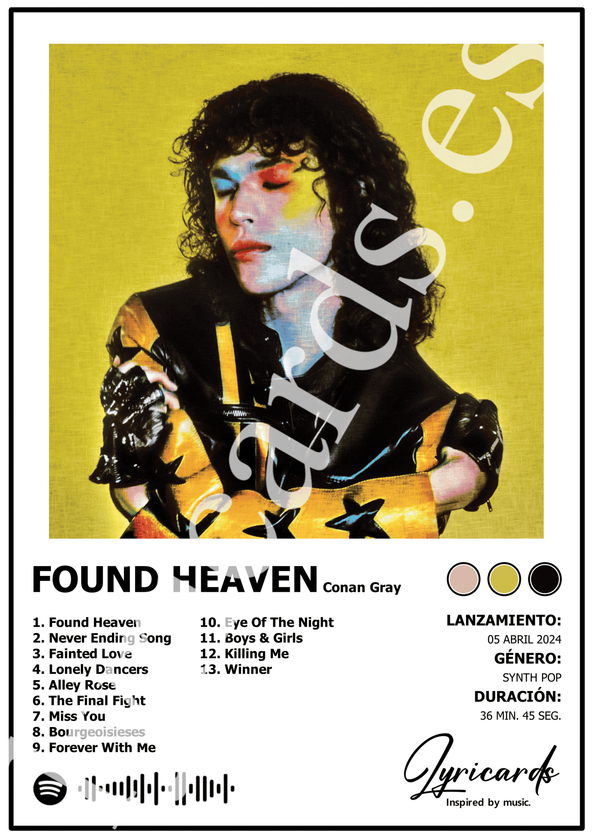 Lámina A4 - Found Heaven - Conan Gray - 2