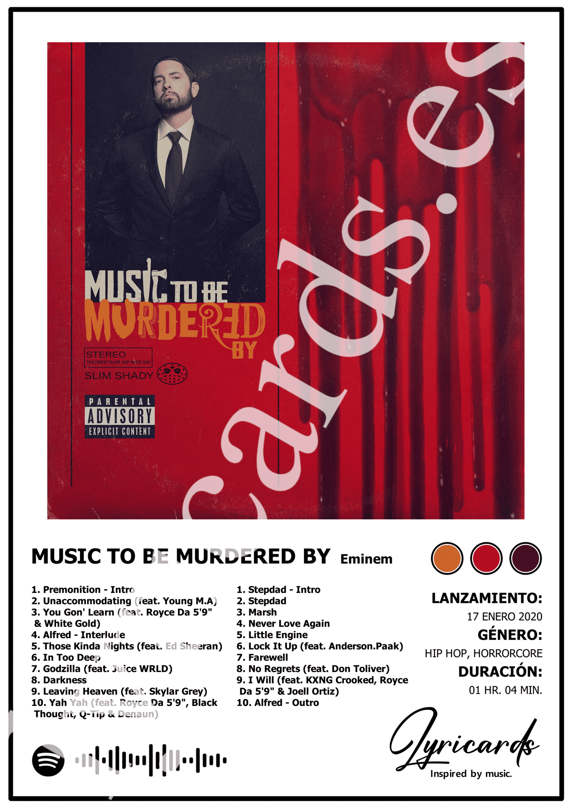 Lámina A4 - Music to Be Murdered By - Eminem - 2