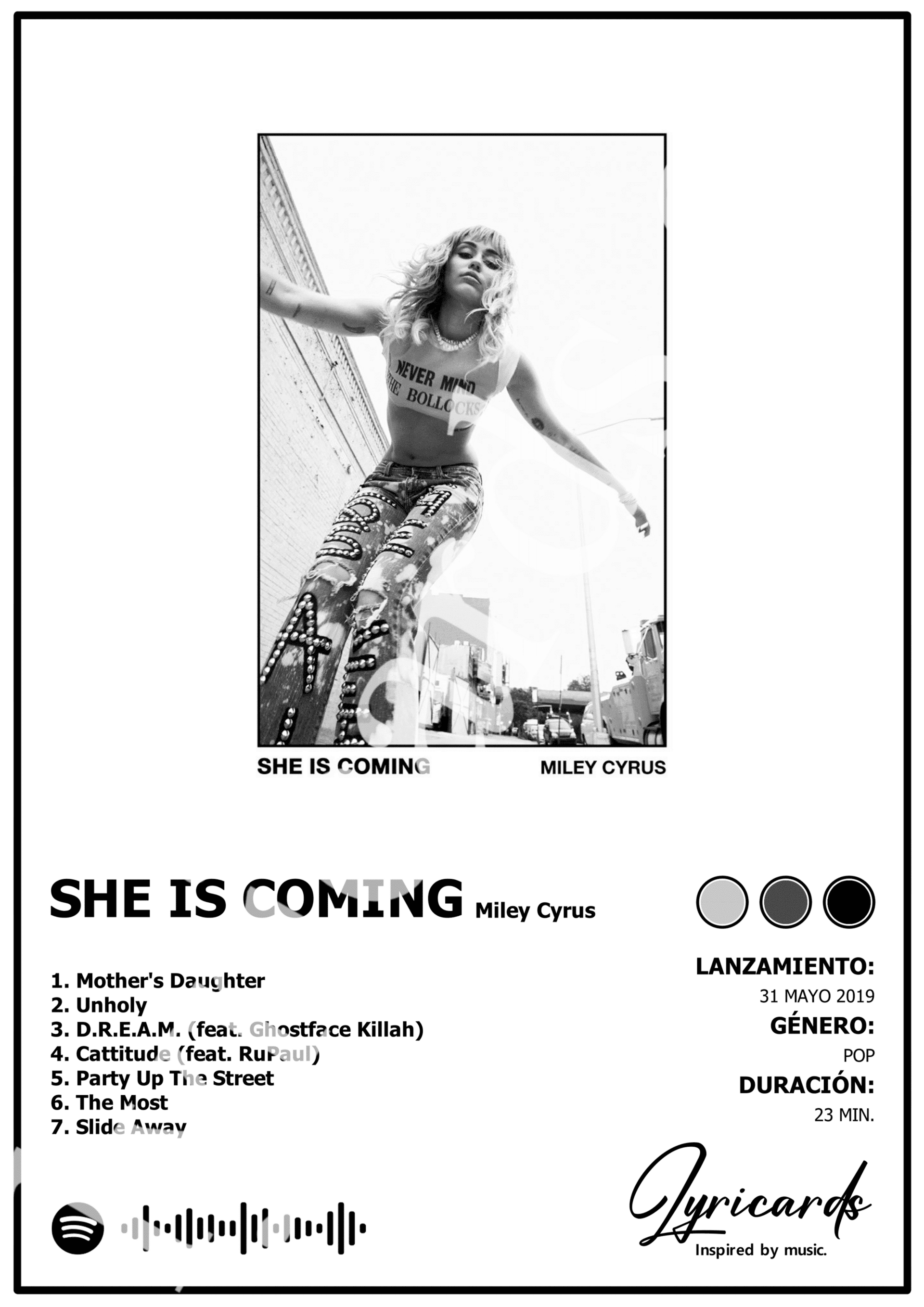Lámina A4 - She Is Coming - Miley Cyrus - 2