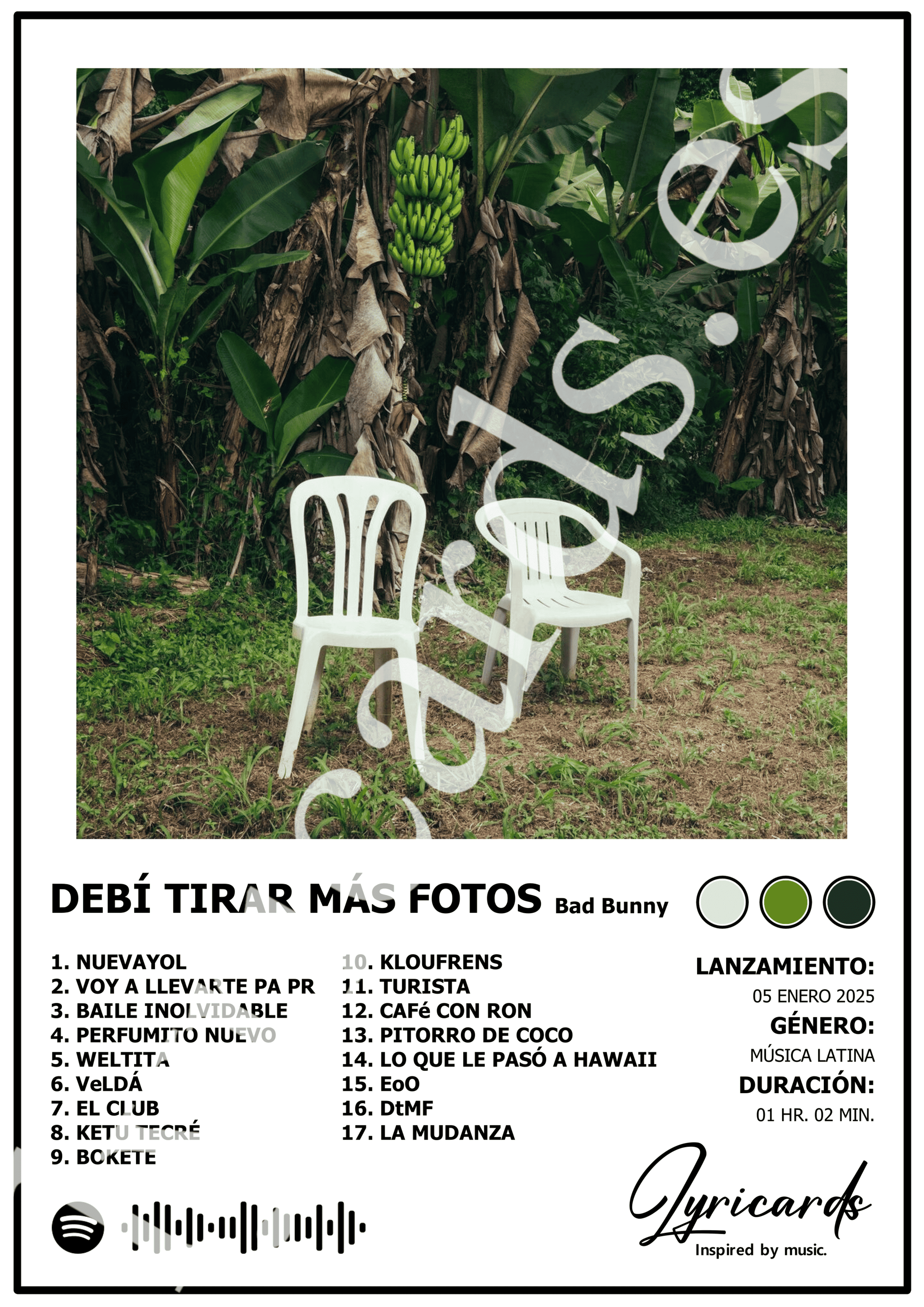 Lámina A4 - Debí Tirar Más Fotos - Bad Bunny - 2