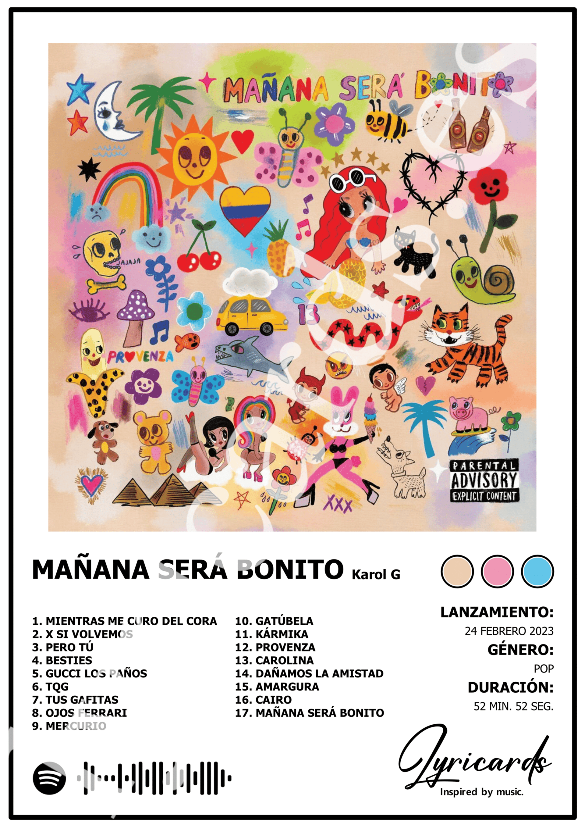 Lámina A4 - Mañana Será Bonito - Karol G - 2