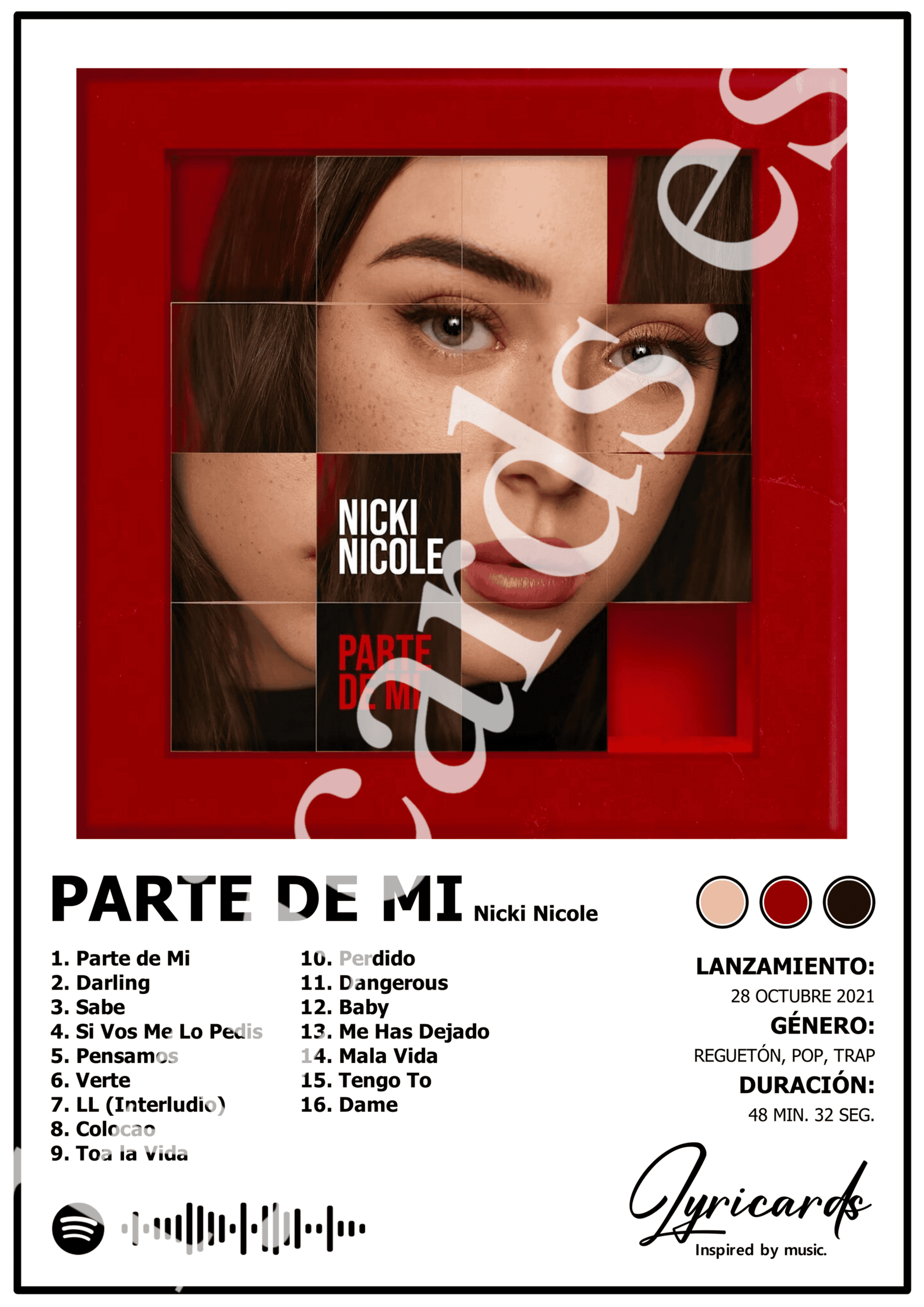 Lámina A4 - Parte de Mí - Nicki Nicole - 2