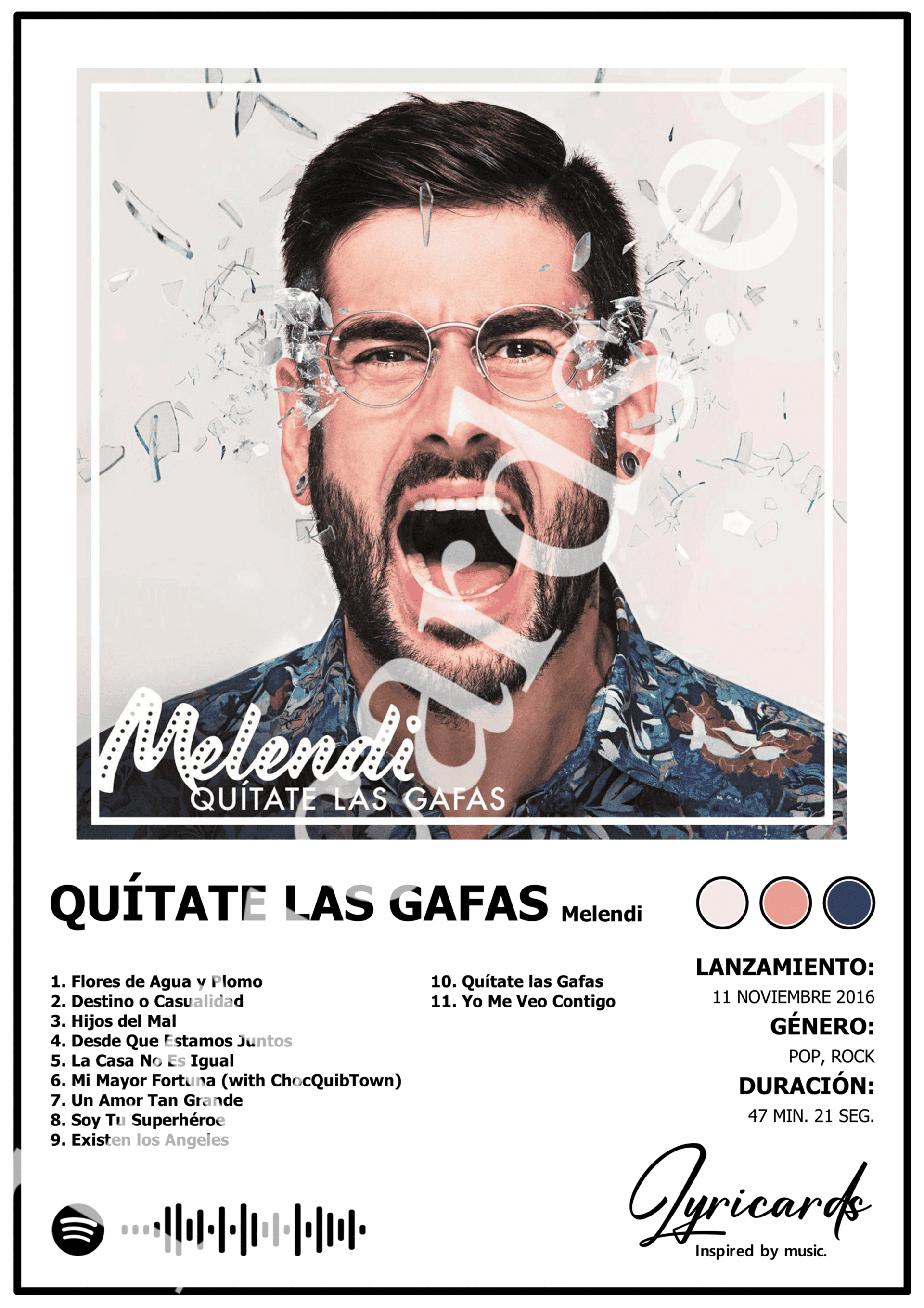 Lámina A4 - Quítate las Gafas - Melendi - 2