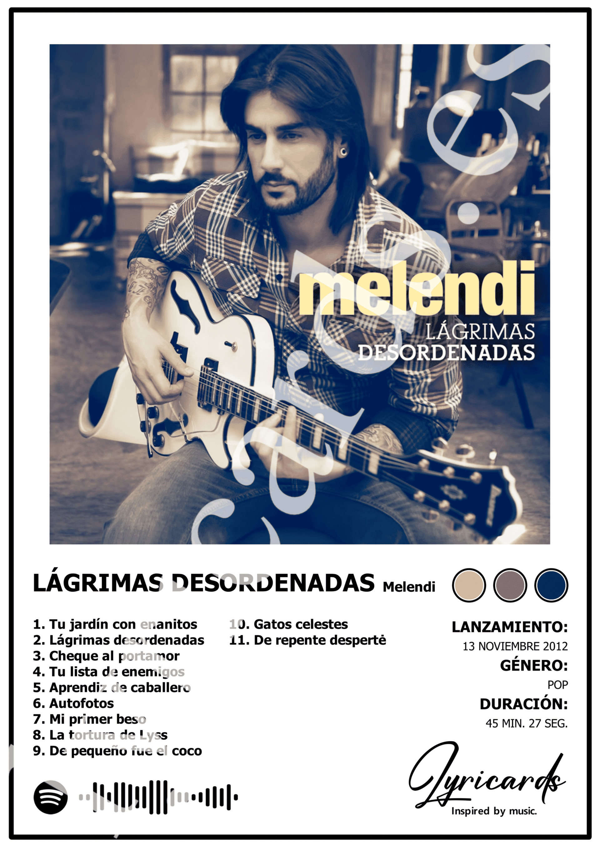 Lámina A4 - Lágrimas Desordenadas - Melendi - 2