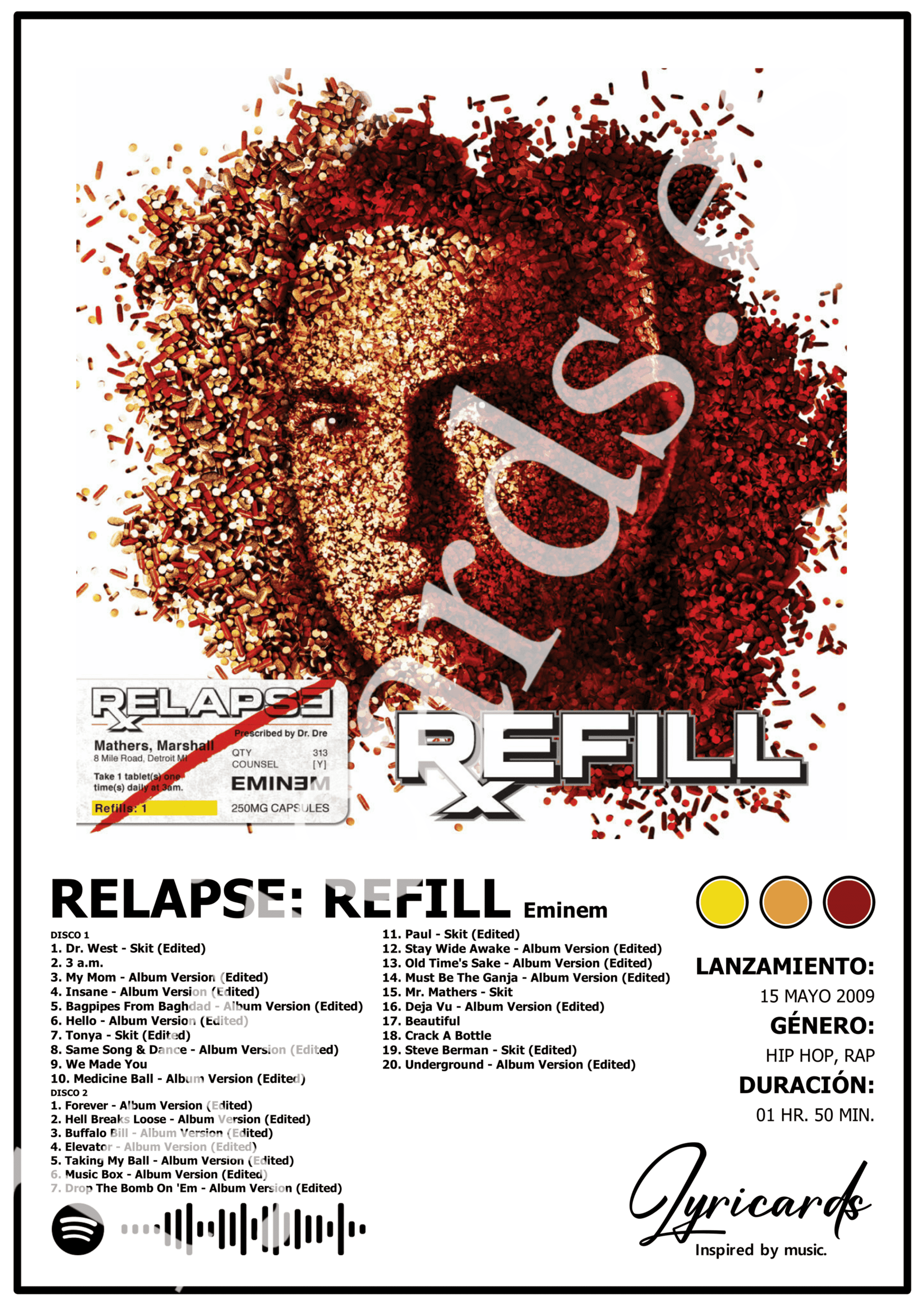 Lámina A4 - Relapse Refill - Eminem - 2