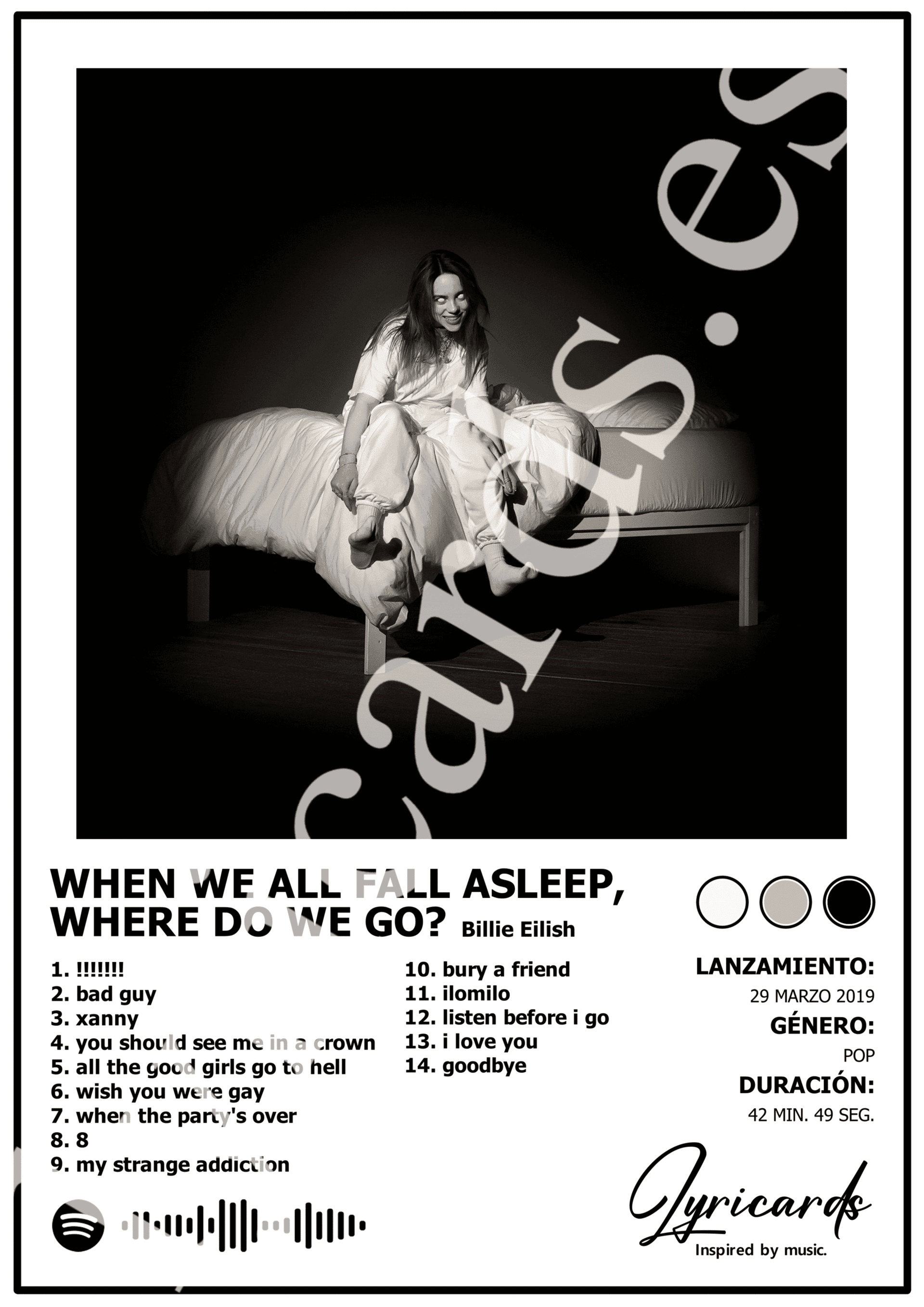 Lámina A4 - When We All Fall Asleep, Where Do We Go? - Billie Eilish - 2