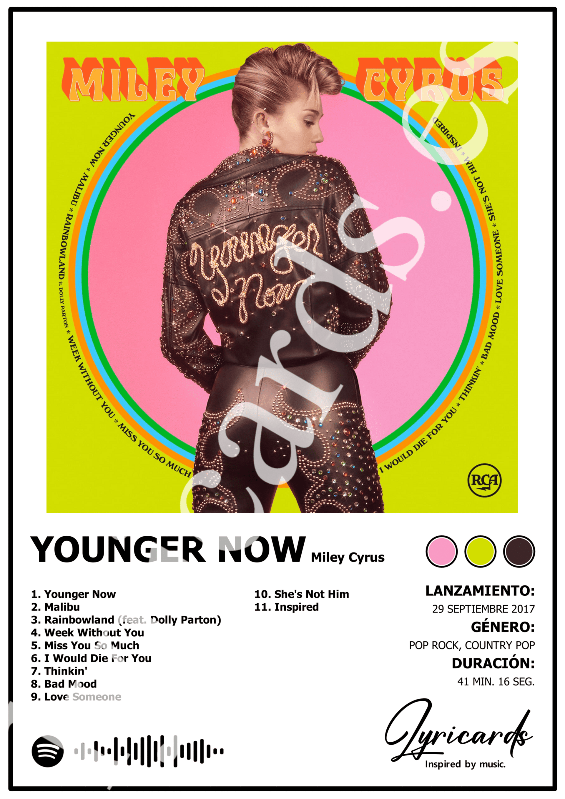 Lámina A4 - Younger Now - Miley Cyrus - 2