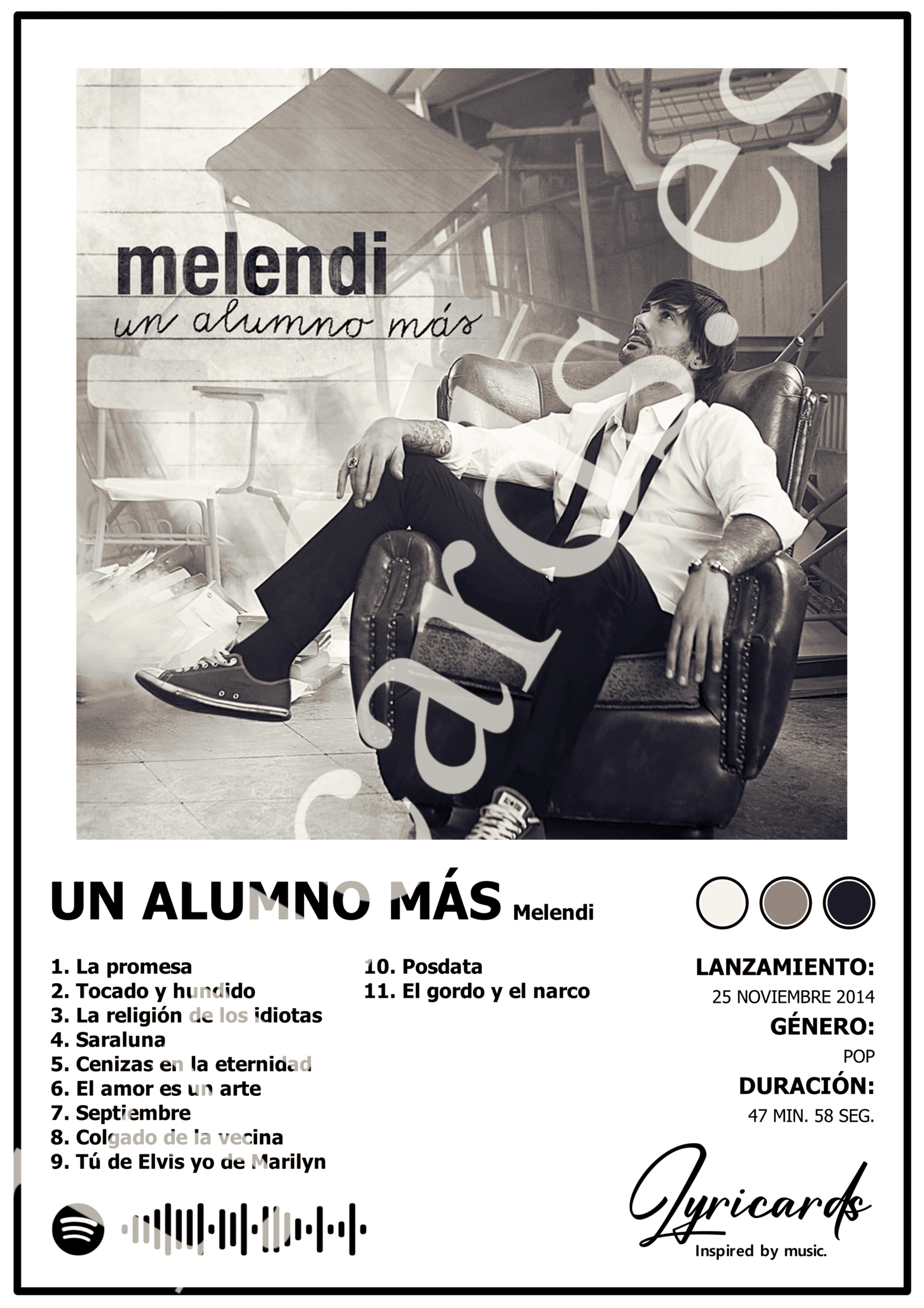 Lámina A4 - Un Alumno Más - Melendi - 2