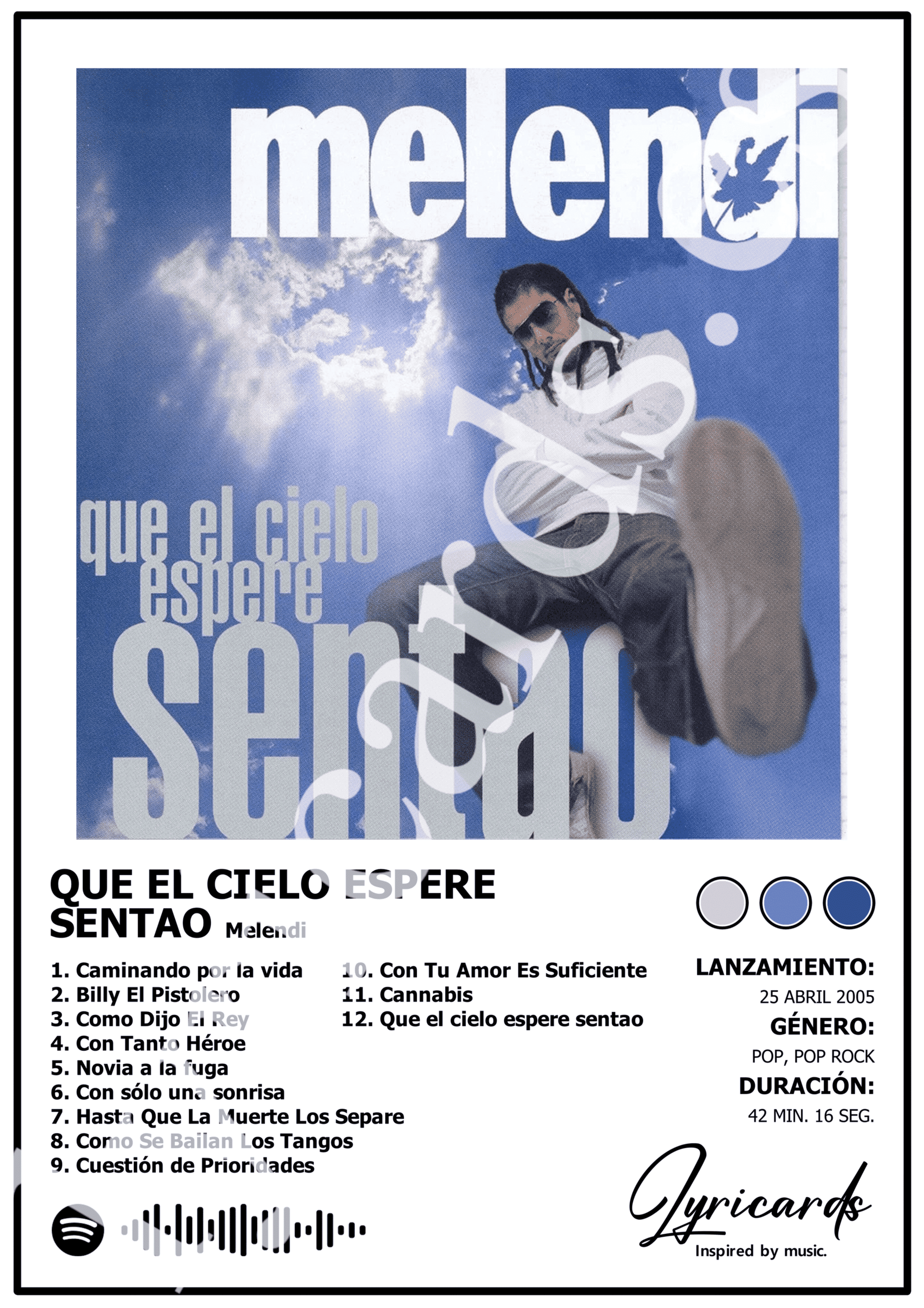 Lámina A4 - Que el Cielo Espere Sentao - Melendi - 2