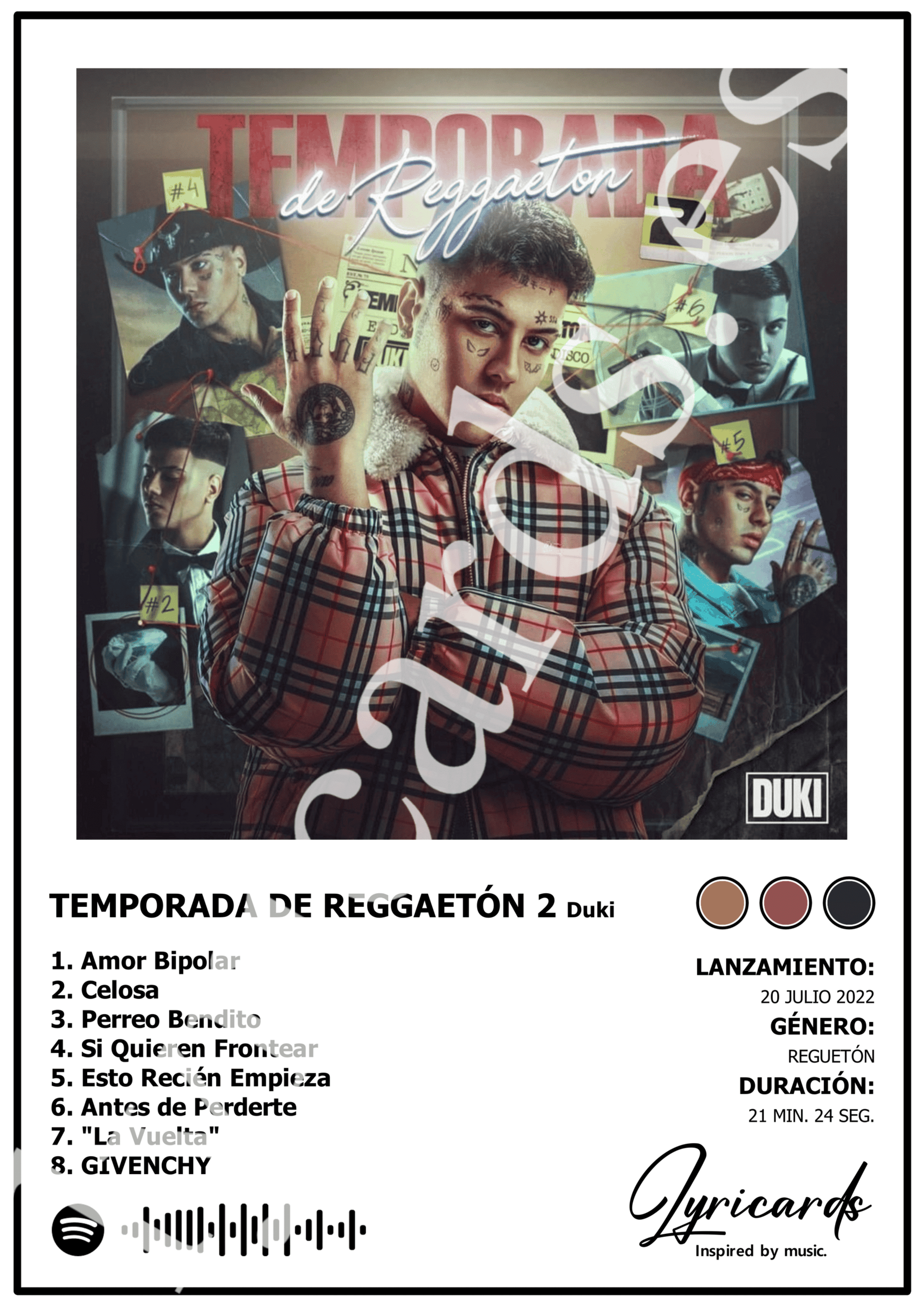 Lámina A4 - Temporada de Reggaetón 2 - Duki - 2