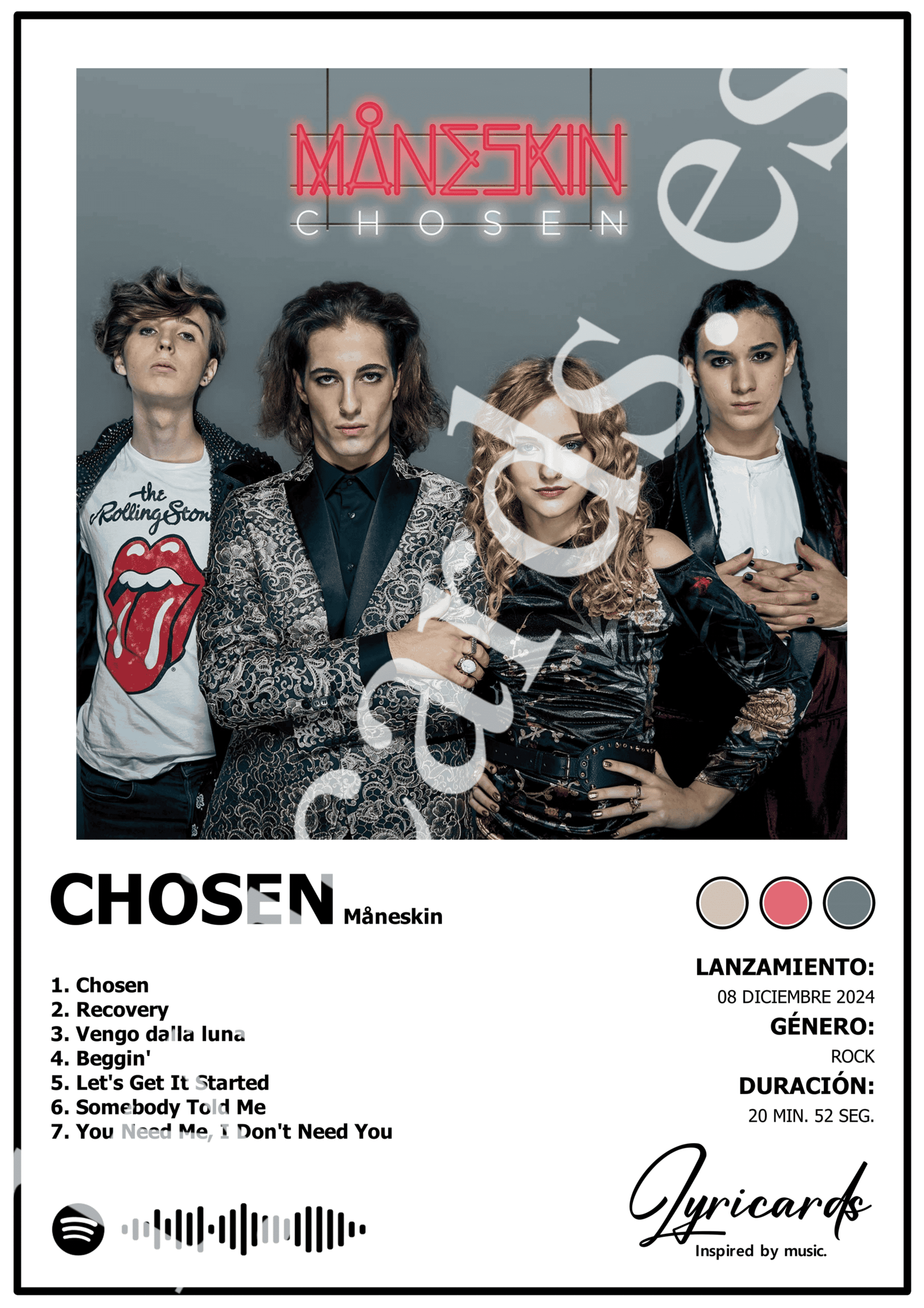 Lámina A4 - Chosen - Måneskin - 2