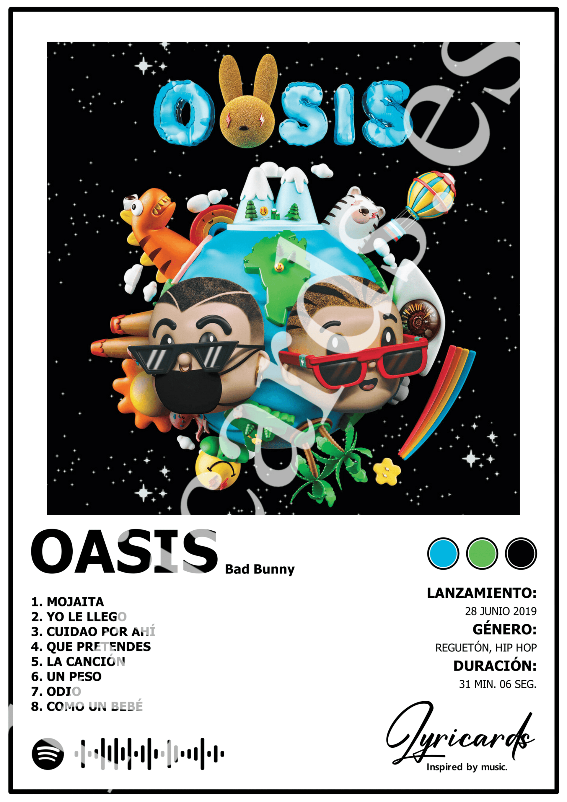 Lámina A4 - Oasis - Bad Bunny & J Balvin - 2