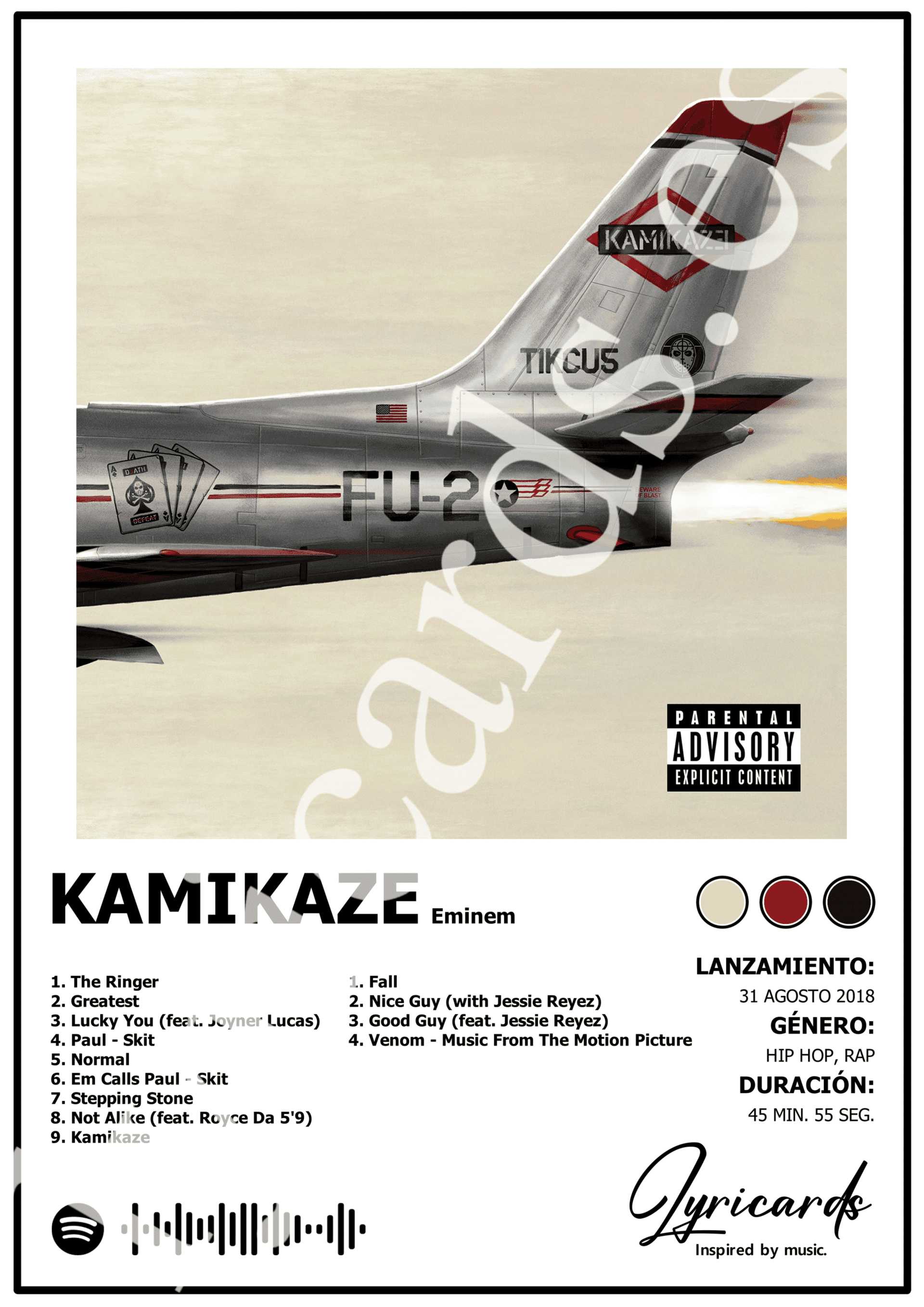 Lámina A4 - Kamikaze - Eminem - 2