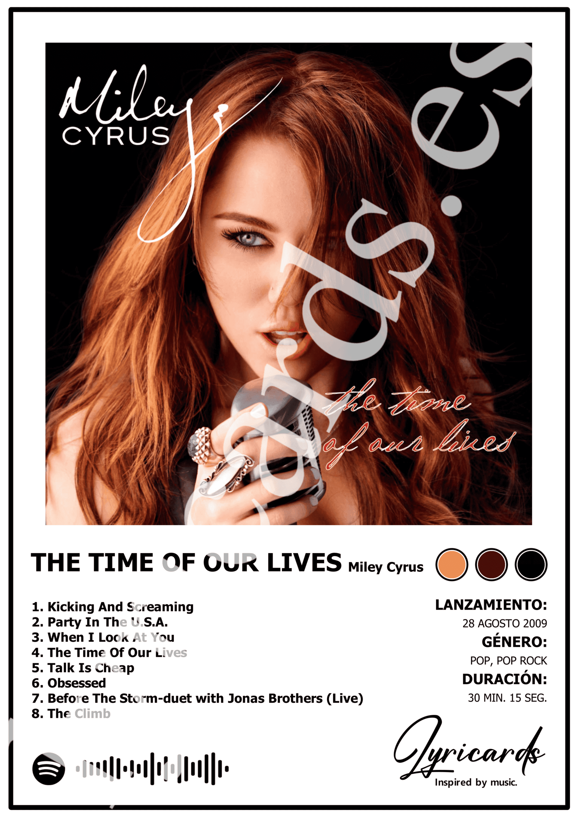 Lámina A4 - The Time of Our Lives - Miley Cyrus - 2