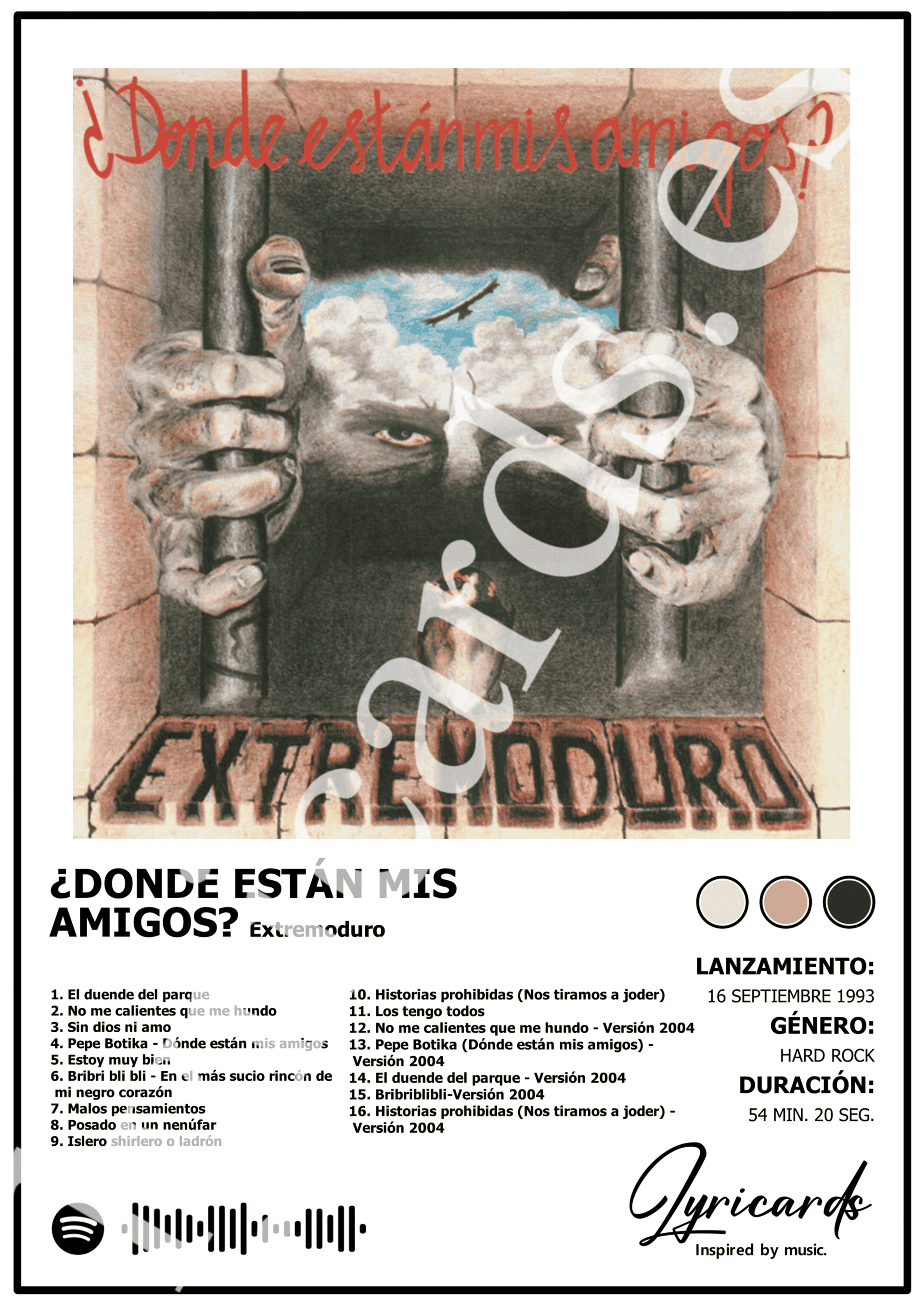 Lámina A4 - Dónde Están Mis Amigos - Extremoduro - 2